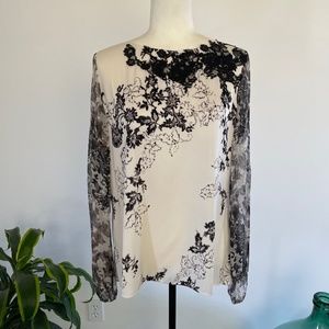 ELIE TAHARI Vintage Silk Blouse - Lrg